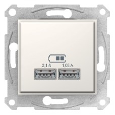 USB розетка 2, 1А Schneider Electric Sedna  Слоновая кость SDN2710223